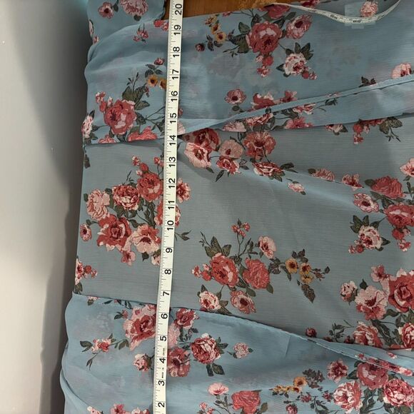 Y2K Rewind size XS Lightweight Boho Floral Rose Blue Ethereal Kimono Cardigan - Picture 3 of 4